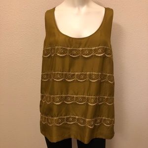 J. Crew Silk sleeveless Blouse metallic lace 6